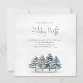 Waterverf Winter Pine Tree Holiday Party Kaart (Voorkant)