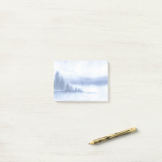 Waterverf Winter Pine Trees Post-it® Notes (Op bureau)