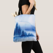 Waterverf Winter Pine Trees Tote Bag (Dichtbij)