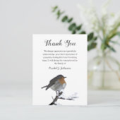 Waterverf Winter Robin Bird | Begrafenis Bedankt (Staand voorkant)