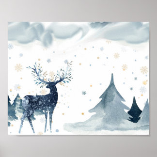 Waterverf Winter Rrendierscène Poster