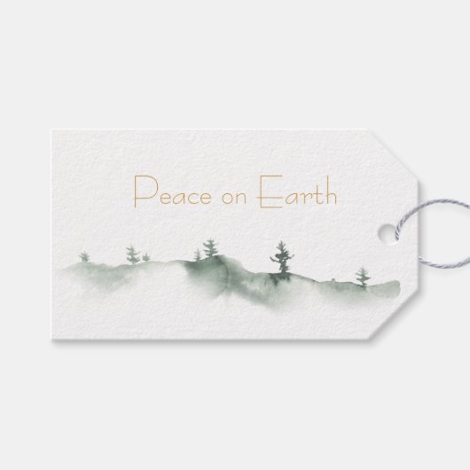 Waterverf Winter Scene Cadeaulabel (Voorkant (Horizontaal))