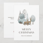 Waterverf Winter Scene deer kerstkaarten Feestdagenkaart (Voorkant / Achterkant)