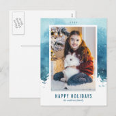 Waterverf Winter Scene kerstfoto Feestdagenkaart (Voorkant / Achterkant)