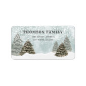 Waterverf Winter scene Vakantie Etiket (Voorkant)