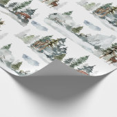 Waterverf Winter Scene Woodland Forest Reindeer W Cadeaupapier (Hoek)