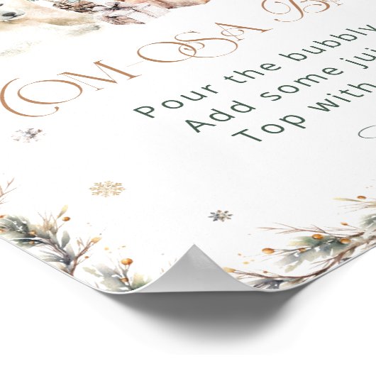 Waterverf Winter Schattige Polar Beer Mom-osa Bar Poster (Hoek)