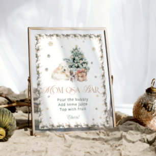 Waterverf Winter Schattige Polar Beer Mom-osa Bar Poster