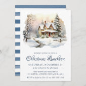 Waterverf Winter Sneeuwscène Kerstlunch Kaart (Voorkant / Achterkant)