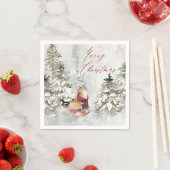 Waterverf Winter Sneeuwscène met Fox Servet (Insitu)