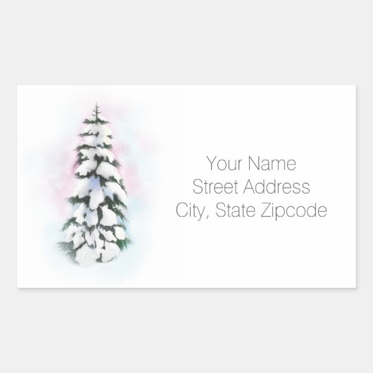 Waterverf Winter Tree Vignette Tree Labels (Voorkant)