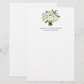 Waterverf Winter White Flowers Bouquet Briefpapier (Voorkant / Achterkant)