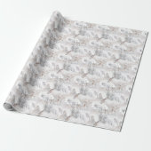Waterverf Winter White Owl Snow Fox Pattern Cadeaupapier (Uitgerold)