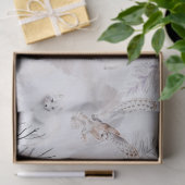 Waterverf Winter White Owl Snow Fox Pattern Tissuepapier (Geschenk)