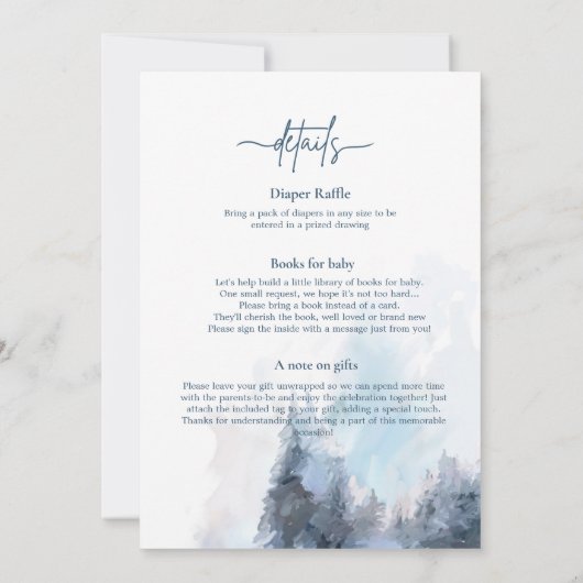 Waterverf Winter Wonderland Baby shower Kaart (Achterkant)