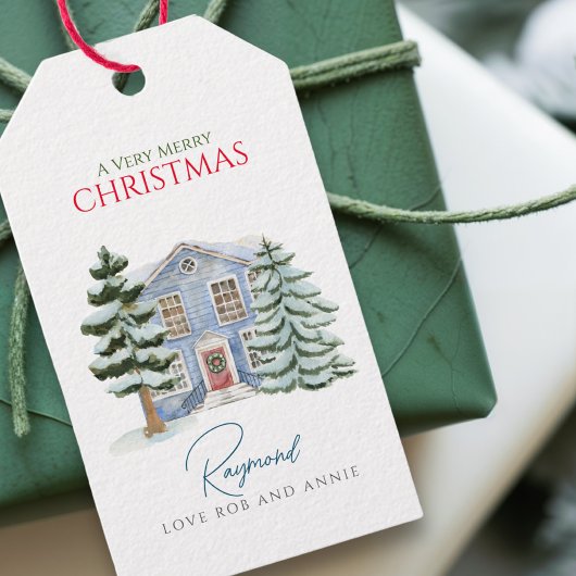  Waterverf Winter Wonderland Kerst Cadeaulabel