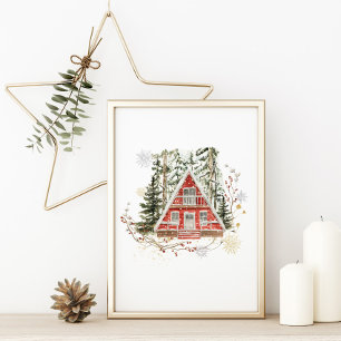 Waterverf Winter Woodland Chirtsmas Poster
