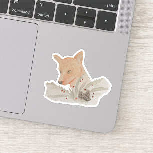 Waterverf Winter Woodland Fox Sticker