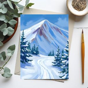 Waterverf Winterberg Sneeuw Natuur Landschap Briefkaart