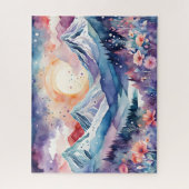 Waterverf Winterbergen Boho Esthetische Puzzel (Verticaal)