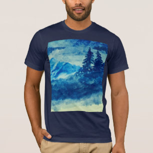 Waterverf Winterbergen Landschapsschilderij T-shirt