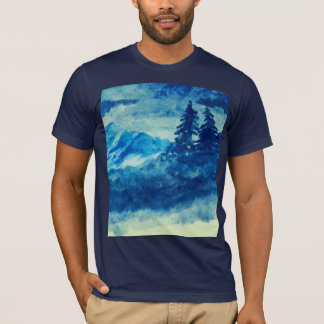 Waterverf Winterbergen Landschapsschilderij T-shirt