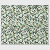 Waterverf Winterberry bonte bladeren Kerst Cadeaupapier (Vlak)