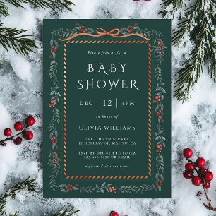 Waterverf Winterberry Lijst Baby shower Groen Kaart