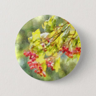 Waterverf winterbessen ronde button 5,7 cm