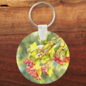Waterverf winterbessen sleutelhanger (Voorkant)
