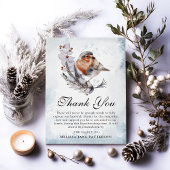 Waterverf Winterbladeren & Robin Begrafenis Bedankkaart