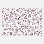 Waterverf winterbloemen - burgundy inpakpapier vel (Voorkant 3)