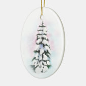 Waterverf winterboom keramisch ornament (Links)