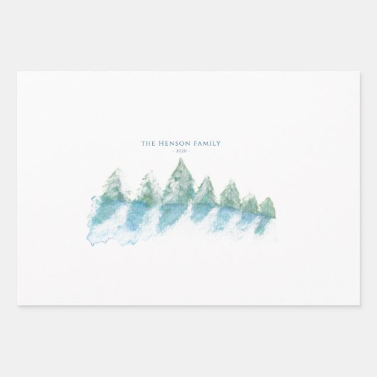Waterverf winterbos vreedzaam script inpakpapier vel (Voorkant)