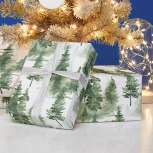 Waterverf winterbospatroon cadeaupapier