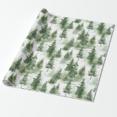 Waterverf winterbospatroon cadeaupapier (Uitgerold)