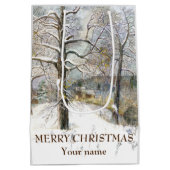 Waterverf winterbrug medium cadeauzakje (Achterkant)