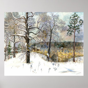 waterverf winterbrug poster