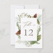 Waterverf Wintergroen Bruiloft Tafelnummer (Achterkant)