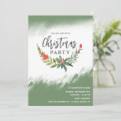 Waterverf wintergroen Kerstfeest Kaart (Staand voorkant)