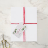 Waterverf Wintergroen Modern Kerstmis Cadeaulabel (Met Touw)