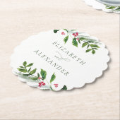 Waterverf Wintergroen Modern Kerstmis Kartonnen Onderzetters (Gekanteld)