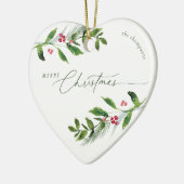 Waterverf Wintergroen Modern Kerstmis Keramisch Ornament (Links)