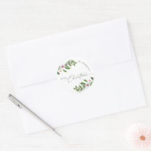 Waterverf Wintergroen Modern Kerstmis Ronde Sticker