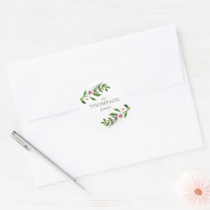 Waterverf Wintergroen Modern Kerstmis Ronde Sticker