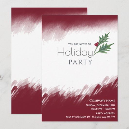 Waterverf wintergroen Vakantiefeest Kaart (Voorkant / Achterkant)