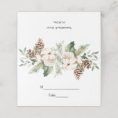 Waterverf Wintergroene pine-boom en witte bloemen (Buitenkant ongevouwen)