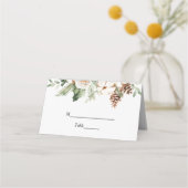 Waterverf Wintergroene pine-boom en witte bloemen (Voorkant)