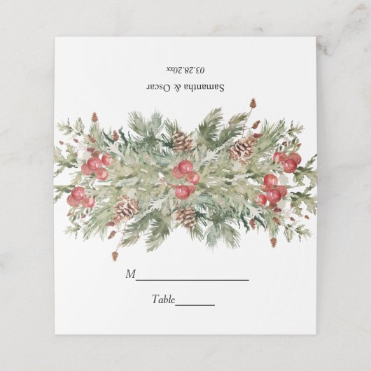 Waterverf wintergroene sinusboom en pijnkloon (Buitenkant ongevouwen)