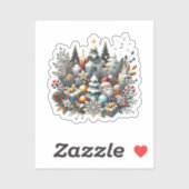 Waterverf winterkerst sticker (Vel)